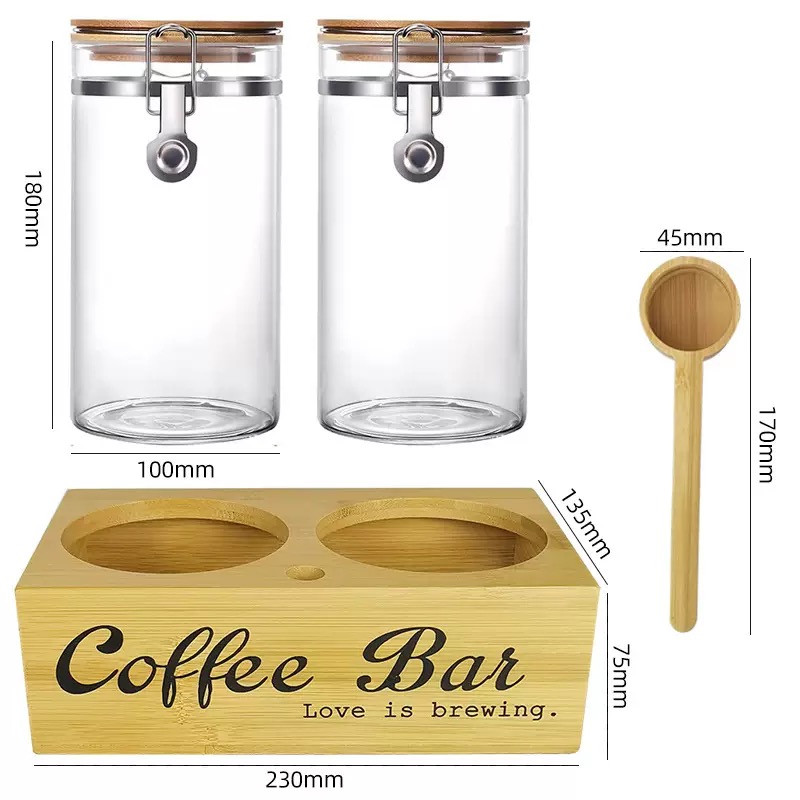 Coffee Tea And Bean - Kahve Saklama Kavanozları 2'li Paket Kapaklı