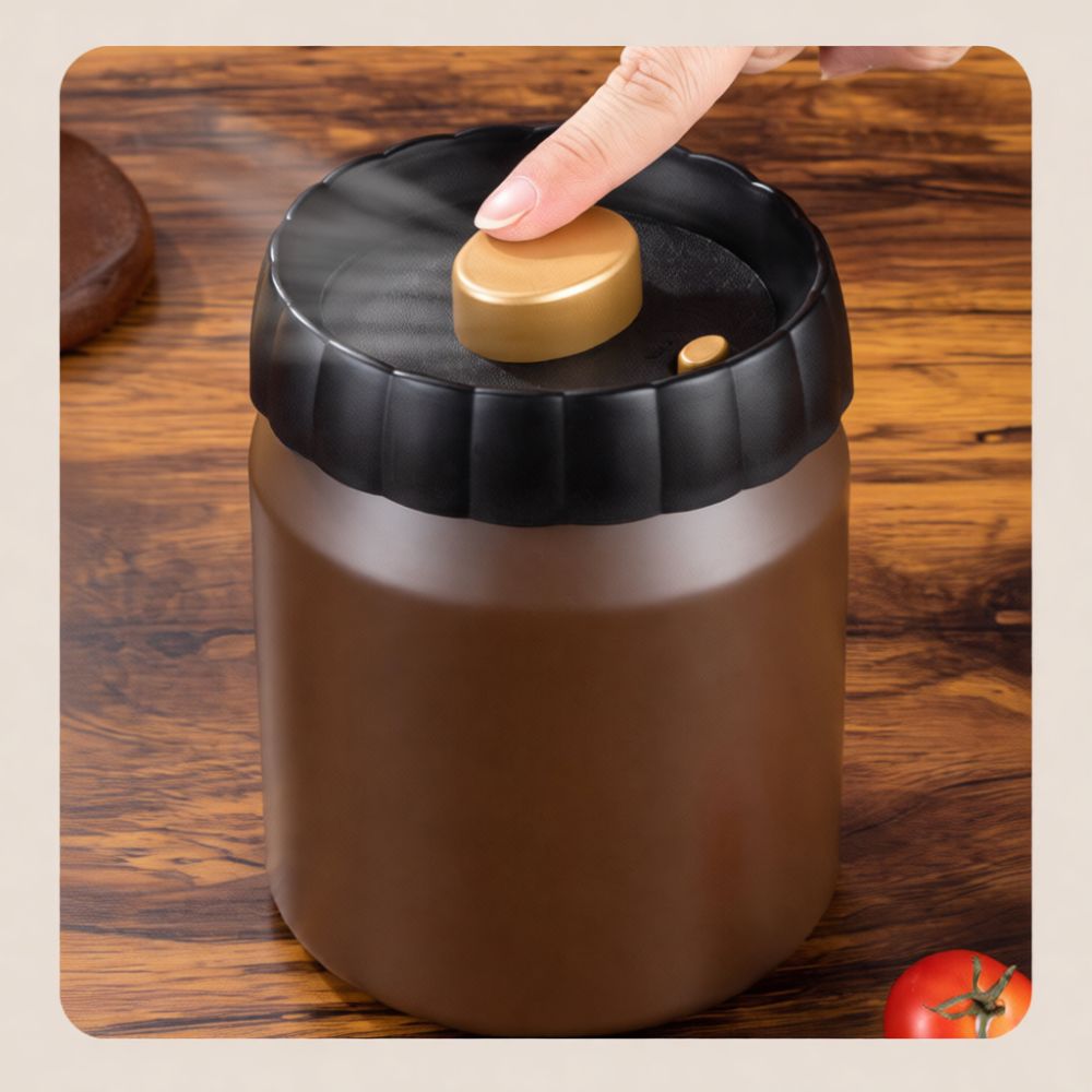 Coffee Tea Leaf And Bean - Vakumlu Kapaklı Kahve Taneleri Saklama Kabı,