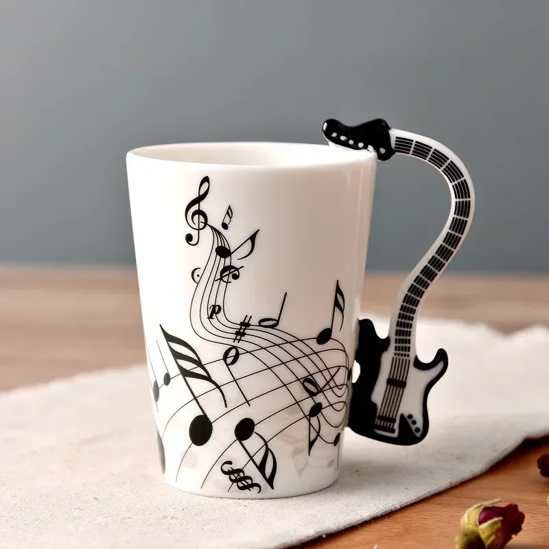 Lemon Tea Coffee - Yenilik Müzik Notası Fincan Seramik Gitar