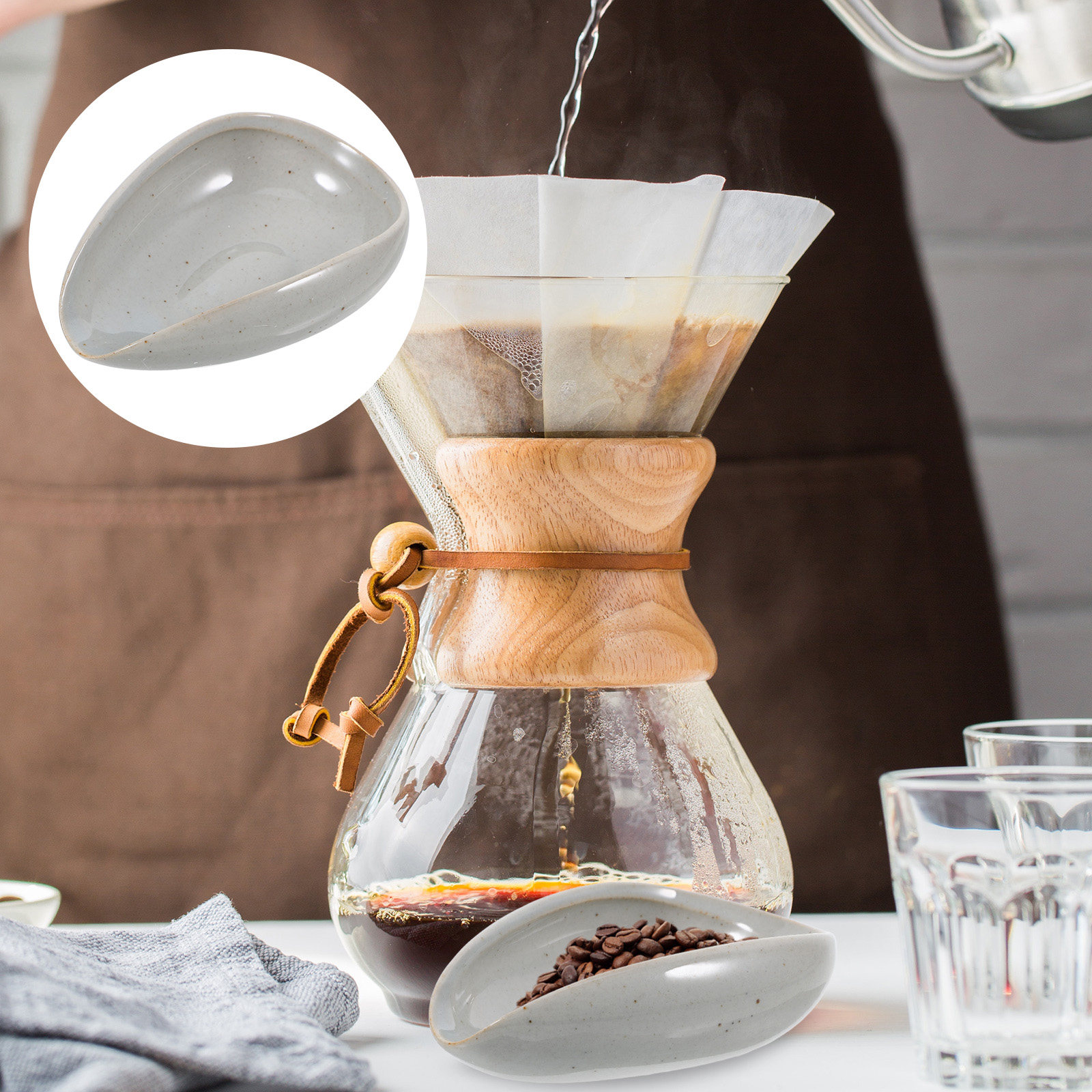 Coffee Tea Leaf And Bean - Seramik Kahve Çekirdeği Tepsisi Dozaj Kabı