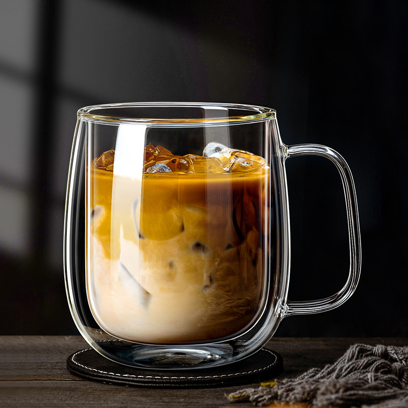 Lemon Tea Coffee - 350ML Çift Duvarlı Saplı Cam Bardak,