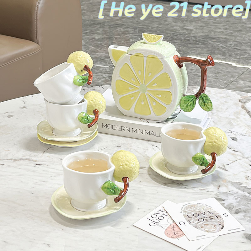 Lemon Tea Coffee - 3D Limon Desenli Kahve Fincanı ve