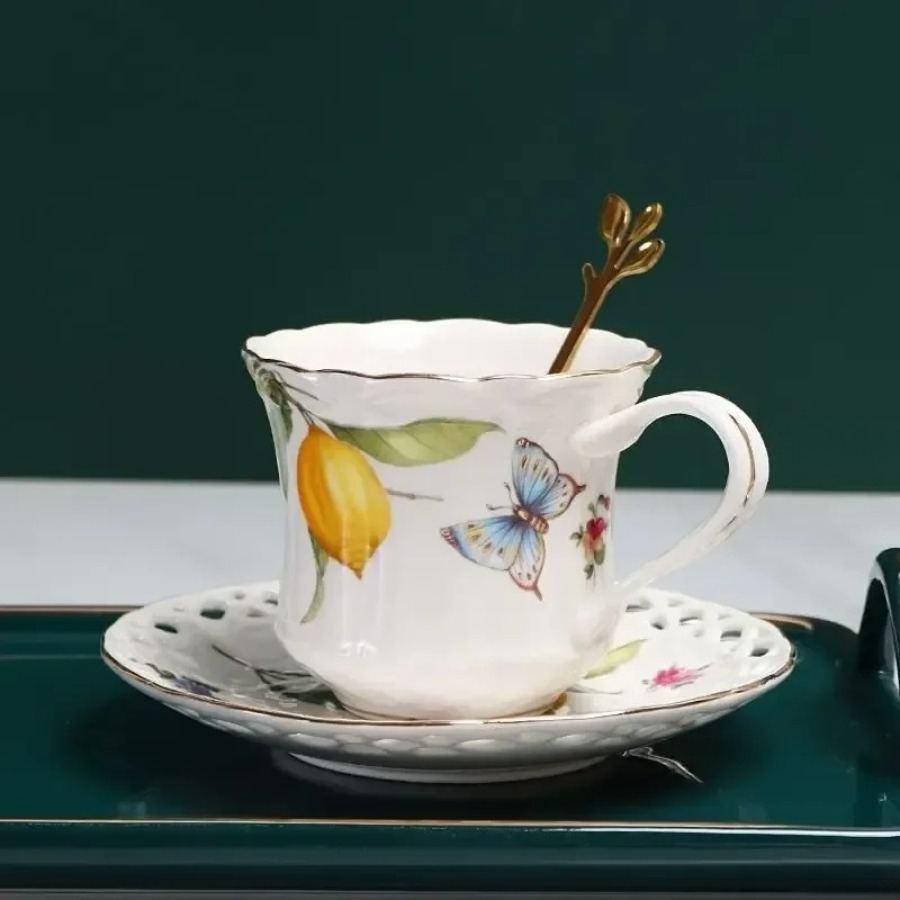 Lemon Tea Coffee - Avrupa Tarzı Çay Fincan Takımı Limon