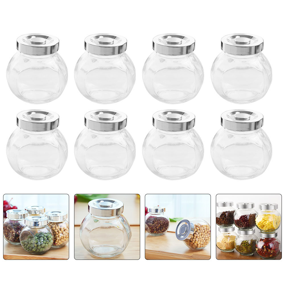 Coffee Tea And Bean - 8'li Paket Hava Geçirmez Şeffaf Cam