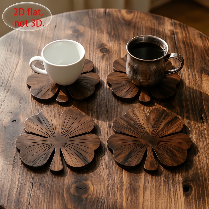 4 Adet 2D Düz Yonca Ahşap Bard - Coffee Tea Set Up incelemesi ve fiyatı