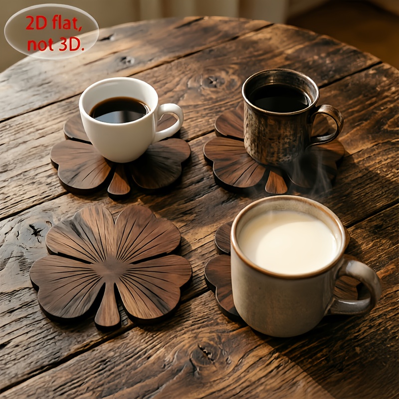4 Adet 2D Düz Yonca Ahşap Bard - Coffee Tea Set Up incelemesi ve fiyatı