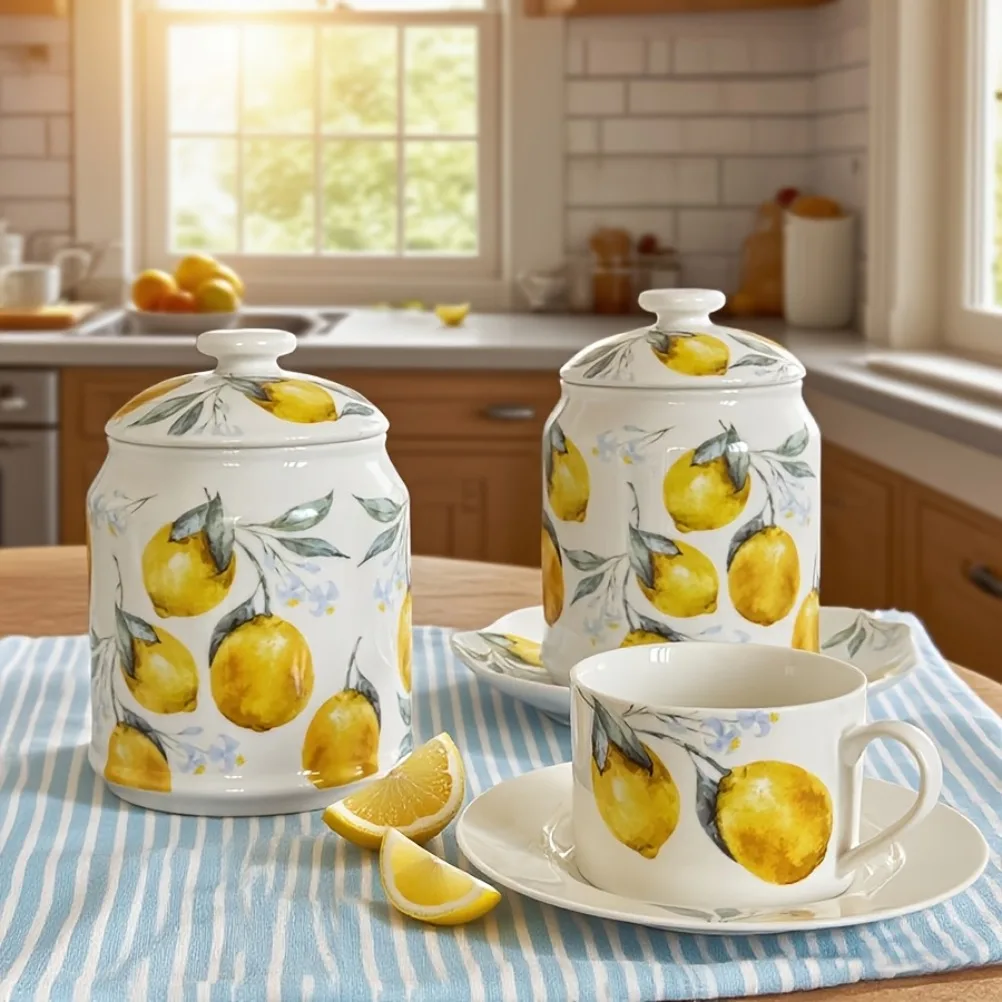 Limon Desenli Seramik Saklama  - Lemon Tea Coffee incelemesi ve fiyatı